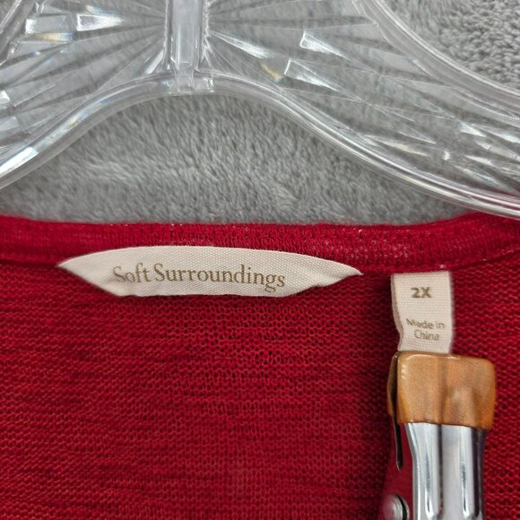 Soft Surroundings Valentina Zip Sweater Top 2X Sangria Red Slub Jersey Knit Soft - Picture 2 of 10